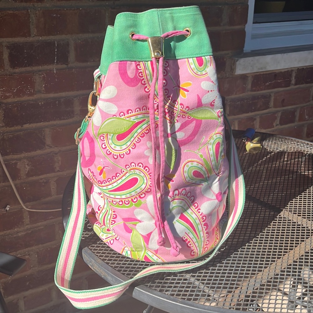 Lilly Pulitzer Barrel Tote Bag 🌸💚✨ Excellent Condition!